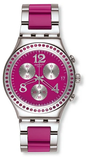 Swatch Irony Chrono Glance Secret Thought Raspberry YCS555G
