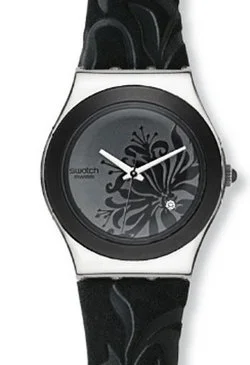 Swatch Irony Medium Black Flower YLS146