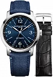 Baume & Mercier Classima Gent Automatic GMT Date Fabric and Leather Strap Black and Blue Dial Set M0A10734