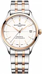 Baume & Mercier Clifton Gent Baumatic Date Steel White Dial 18k Gold Caps M0A10458