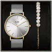Cluse Boho Chic Mesh Grey Dial and Gold Bracelet Set CG10119