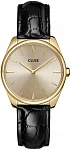 Feroce Petite Gold Black Leather Gold Dial