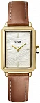 Fluette Gold Brown Leather Strap White Dial