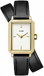 Fluette Gold Double Black Strap White Dial