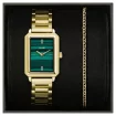 Fluette Gold Green Dial and Chain Bracelet Set