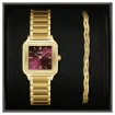 Gracieuse Petite Burgund Dial and Golden Bracelet Set