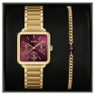 Cluse La Tetragone Multifunction Dark Cherry Dial and Bead Bracelet Set CG13801
