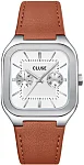 Cluse Quadrus Day-Date White Dial Leather Strap CW26208
