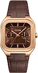 Quadrus Day-Date Brown Dial Rose Gold Leather Strap