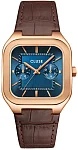 Quadrus Multifunction Day-Date Brown Leather Blue Dial