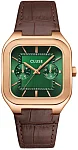 Cluse Quadrus Multifunction Day-Date Brown Leather Green Dial Rose Gold PVD CW26205