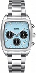 Quartaut Silver Bracelet Blue and Black Dial Chronograph