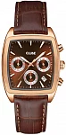 Quartaut Silver Leather Rose Gold Dial Chronograph