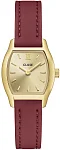 Cluse Tonnette Mini Yellow Gold Burgundy Leather Strap CW16505