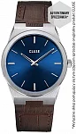 Vigoureux Man Silver Blue Dial Brown Leather