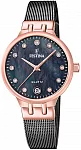 Mademoiselle Mother of Pearl Black Dial Mesh