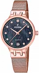Mademoiselle Mother of Pearl Black Dial Mesh