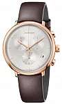 CALVIN KLEIN High Noon Chronograph Brown Leather Rose Gold PVD K8M276G6
