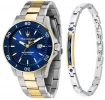 Competizione Blue Dial Yellow Gold PVD Bracelet Set