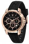 Successo Black Dial Rose Gold PVD Rubber Strap