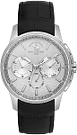 Santa Barbara Polo Legend Quartz Day-Date Multifunction GMT Silver Dial Black Leather Strap SB.1.10652-1