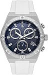 Santa Barbara Polo Legend Quartz Chrono Date Blue Dial White Silicone Strap SB.1.10659-2