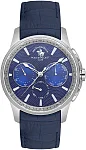 Santa Barbara Polo Legend Quartz Day-Date Multifunction GMT Blue Dial Navy Blue Leather Strap SB.1.10652-3