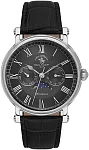 Santa Barbara Polo Legend Quartz Day-Date Moonphase Black Dial Black Leather Strap SB.4.10033-2