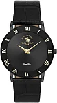Santa Barbara Polo Noble Quartz Black Dial Black Leather Strap Black PVD SB.1.10708-6