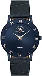 Noble Quartz Navy Dial Navy Leather Strap
