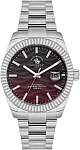 Luxury Automatic Date Burgundy Dial Steel Bracelet