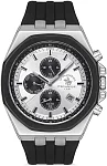 Santa Barbara Polo Luxury Quartz Day-Date Multifunction GMT Silver Dial Black Silicone Strap SB.1.10432-1