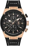 Santa Barbara Polo Prive Quartz Chrono Date Black Dial Black Leather Strap Gold PVD SB.3.10001-1