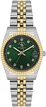Santa Barbara Polo Unique Lady Quartz Date Green Dial Bicolor Steel Bracelet SB.4.10034-4