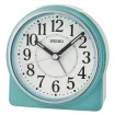 Seiko Zegar Biurkowy Analogowy Zaokrąglony Niebiesko-Biały Podświetlany z Alarmem QHE198L