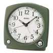 Seiko Zegar Biurkowy Analogowy Kwadratowy Zielony Podświetlany z Alarmem QHP012M