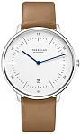 Sternglas Naos XL Quartz Date White Dial Beige Strap S01-NX44-PR01