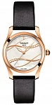 T-Wave Rose Gold PVD Black Leather Pearl Dial Diamonds