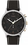 Waterbury Classic Chronograph 40mm Leather Strap Black Dial Indiglo