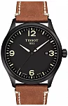 XL Quartz Black PVD Brown Leather Black Dial