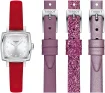 Lovely Square Diamonds Silver Dial Straps Set