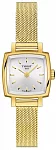Lovely Square Mesh Silver Dial Yellow Gold PVD