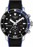 Seastar 1000 Quartz Chrono 46mm Black-Blue Rubber Black Dial