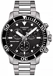 Seastar 1000 Quartz Chrono 46mm Steel Bracelet Black Dial