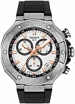 T-Race Quartz Chrono White Dial Black Rubber Strap