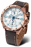 Vostok Europe Almaz Space Station Chrono Quartz Rose Gold PVD Leather Strap 6S11-320B676
