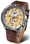 Vostok Europe Almaz Space Station Quartz Chrono Brown Leather Strap YM8J-320A655