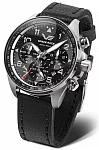 Vostok Europe Space Race Quartz Chrono Date Black Leather Strap 6S20-325A741