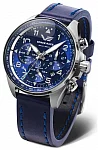 Vostok Europe Space Race Quartz Tachymeter Chrono Date Blue Leather Strap 6S20-325A742