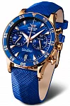Vostok Europe Undine Lady Quartz Chrono Date Blue Leather Straps Set VK64-515B670